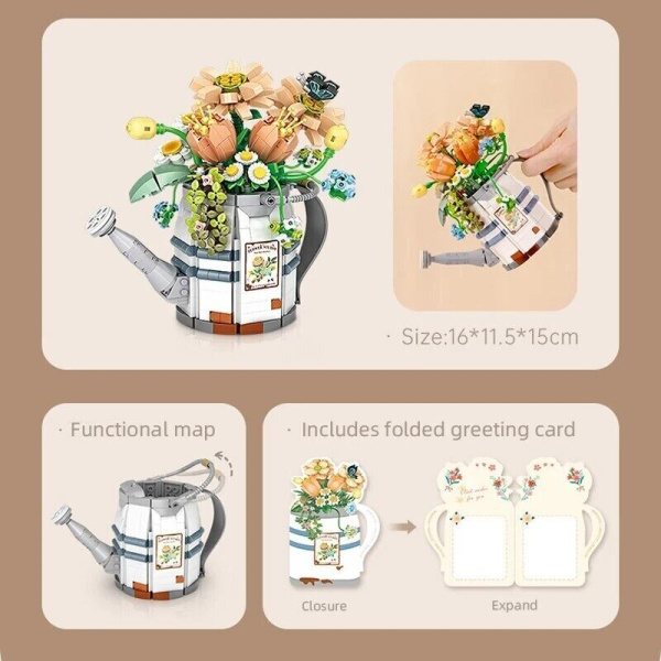 Конструктор Loz 1936 - Букет цветов в лейке