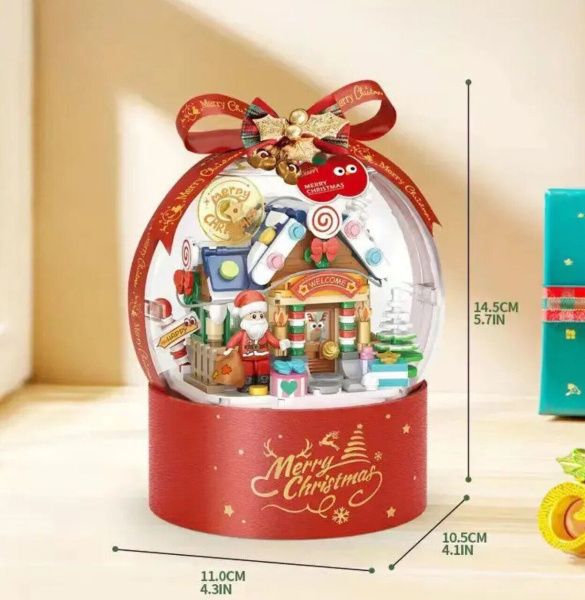 Конструктор Loz 1303 - Новогодний шар Рождественский домик со светом