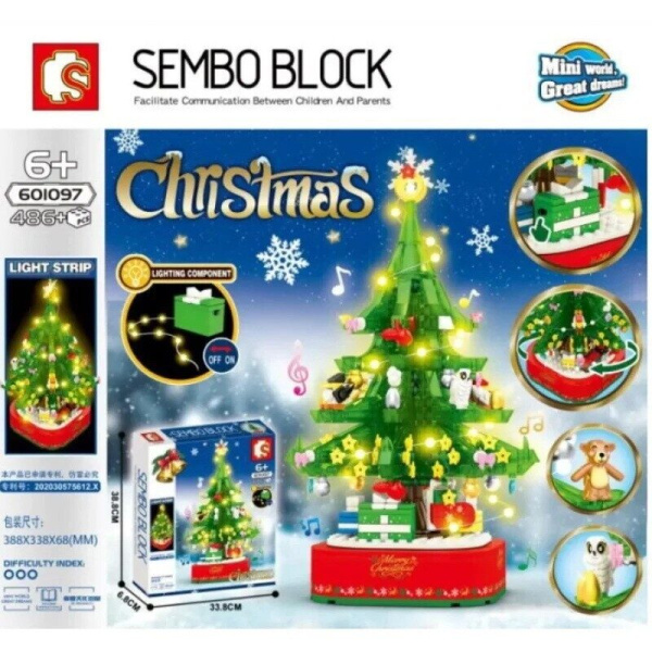 Конструктор Sembo 601097 - Музыкальная шкатулка Рождественская ёлка