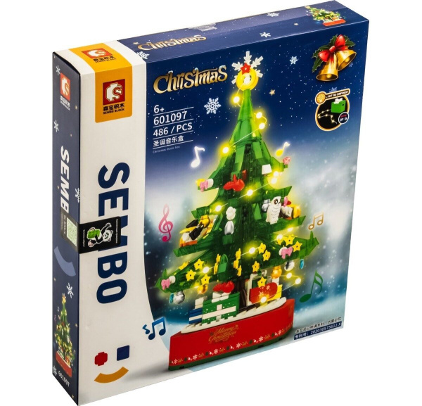Конструктор Sembo 601097 - Музыкальная шкатулка Рождественская ёлка