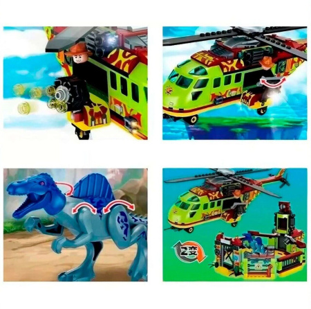 Конструктор FC3726 - Динозавры и база с вертолетом