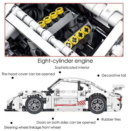 Конструктор MOC MORK 023024-3 - Белый Porsche GT